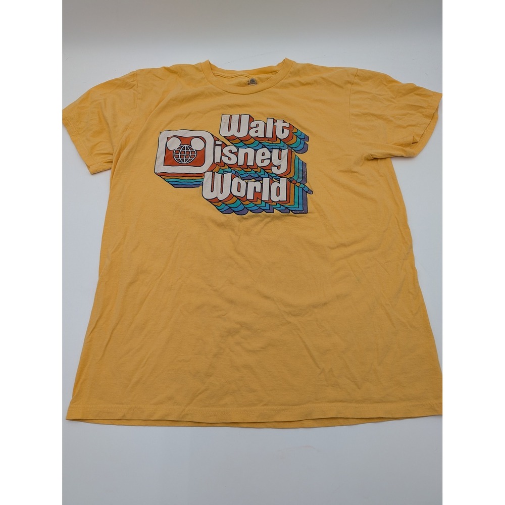 Disney Walt Disney World Retro Rainbow Graphic Tee Yellow XL Mens T-Shirt